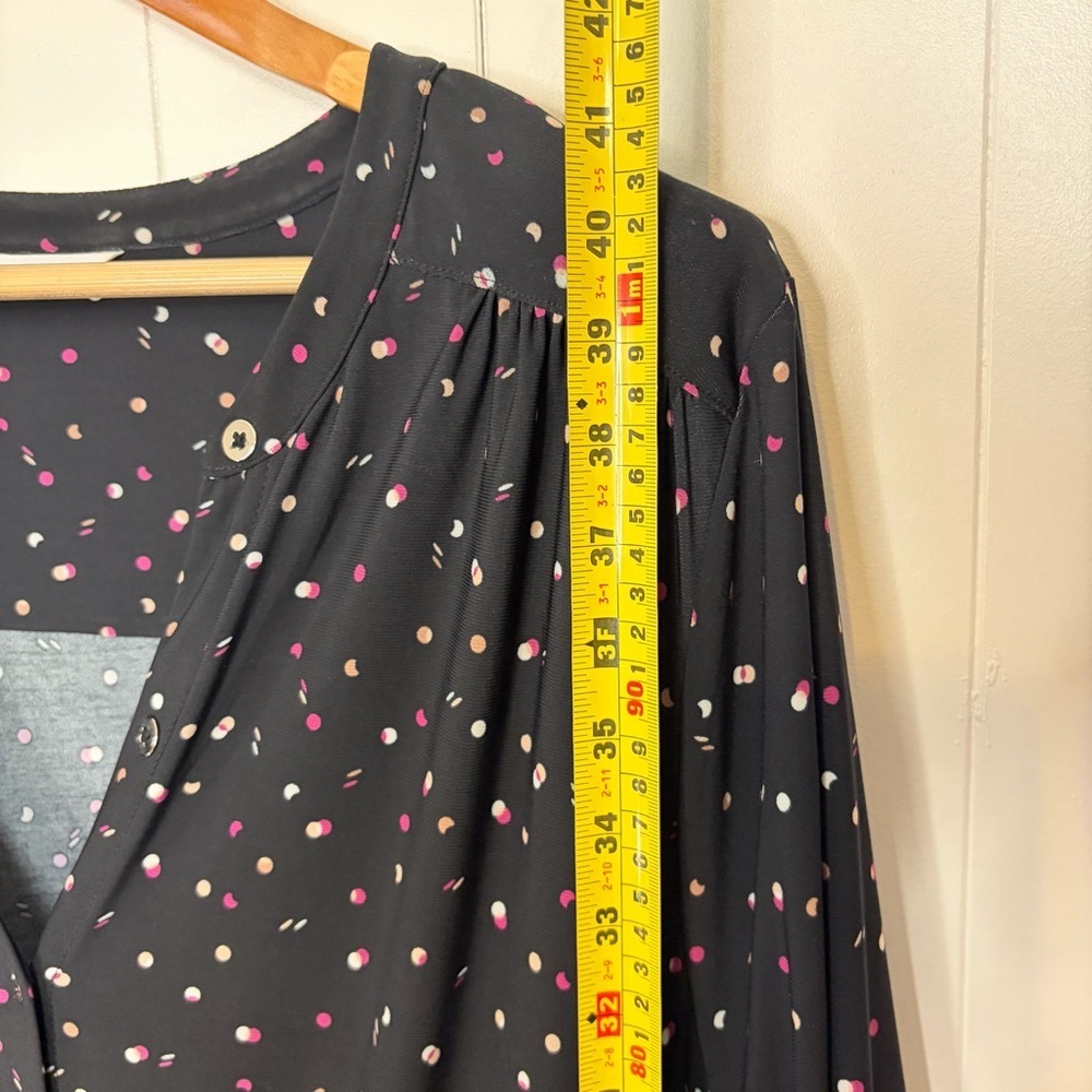 Penningtons Navy Blue 3/4 Sleeves Knee Length Polka Dot Dress Stretchy Size 3X - Picture 12 of 14